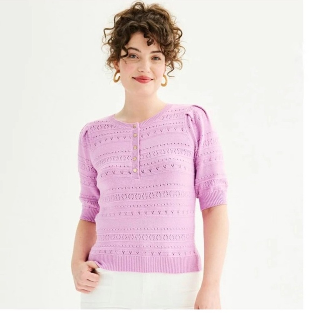 Brand New Women's Draper James Puff Sleeve Lilac Sweater, Size XXL, NWT